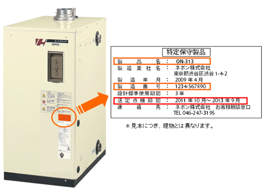 ご使用製品の製品名、点検期間の確認方法